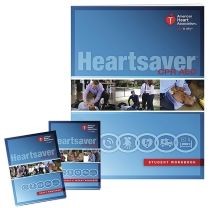 Heartsaver CPR AED training materials provided by the American Heart Association, including manuals and DVDs.